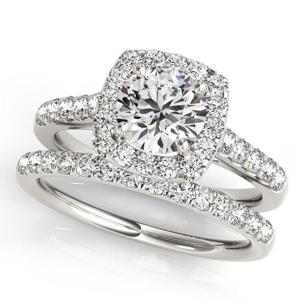 2.30 Ct Cushion-Cut Diamond Halo Engagement Wedding Ring Set 14k White Gold Over 