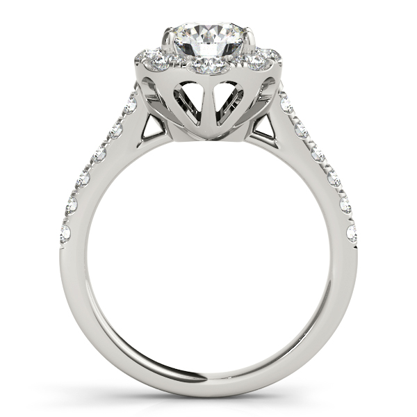 14K White Gold Round Halo Engagement Ring Image 2 Quality Gem LLC Bethel, CT