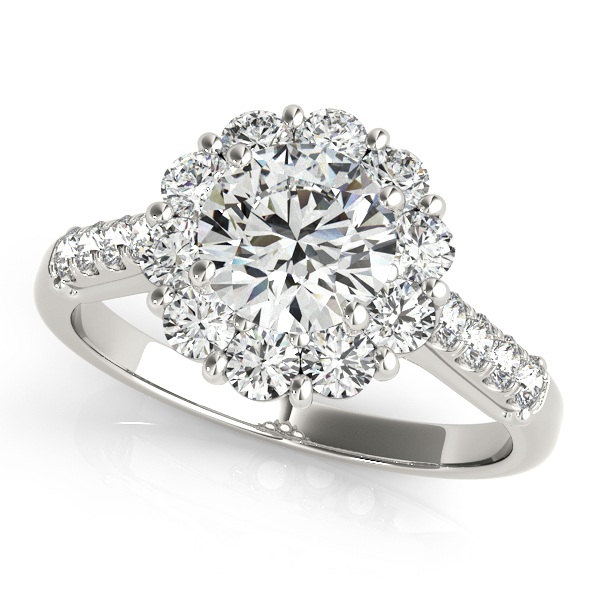 18K White Gold Round Halo Engagement Ring Vincent Anthony Jewelers Tulsa, OK