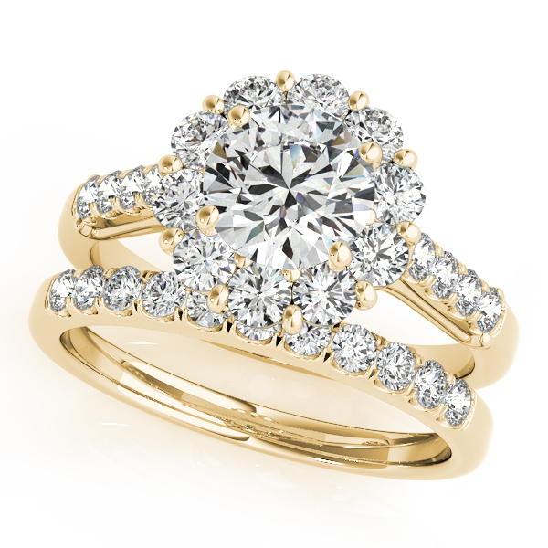 14K Yellow Gold Round Halo Engagement Ring Image 3 Quality Gem LLC Bethel, CT
