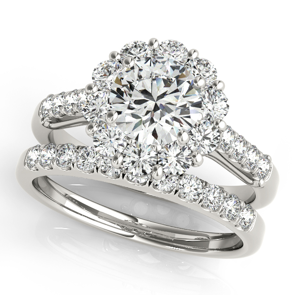 18K White Gold Round Halo Engagement Ring Image 3 Franzetti Jewelers Austin, TX