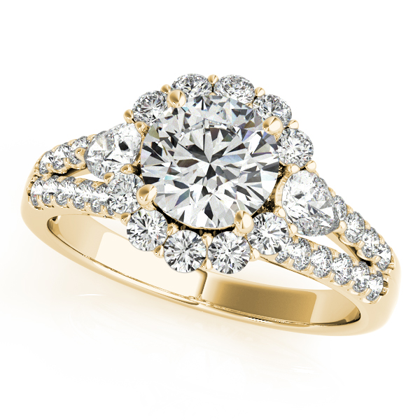 18K Yellow Gold Round Halo Engagement Ring Elgin's Fine Jewelry Baton Rouge, LA