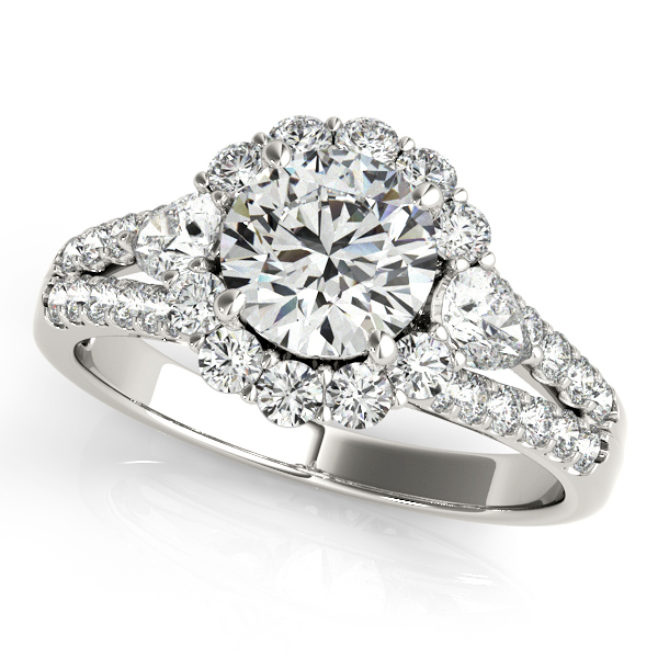 14K White Gold Round Halo Engagement Ring Hess & Co Jewelers Lexington, VA
