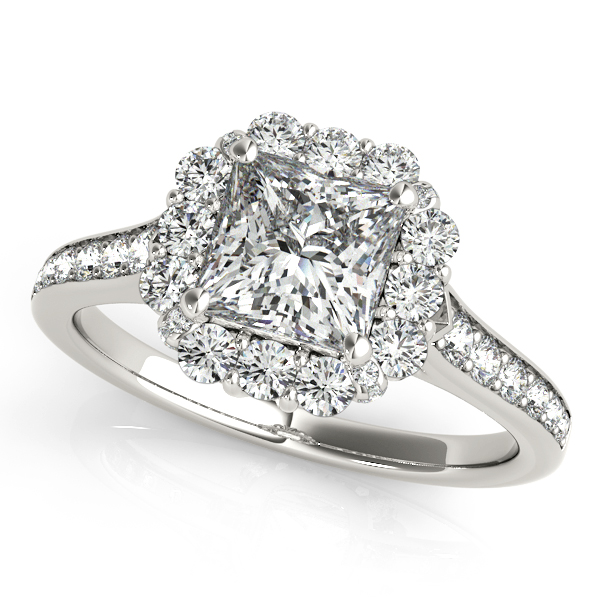 14K White Gold Halo Engagement Ring Swift's Jewelry Fayetteville, AR
