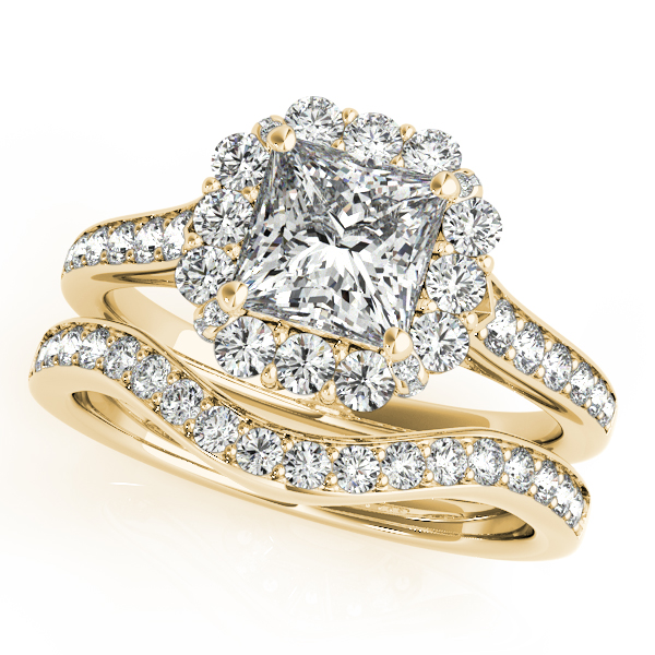 18K Yellow Gold Halo Engagement Ring Image 3 DJ's Jewelry Woodland, CA