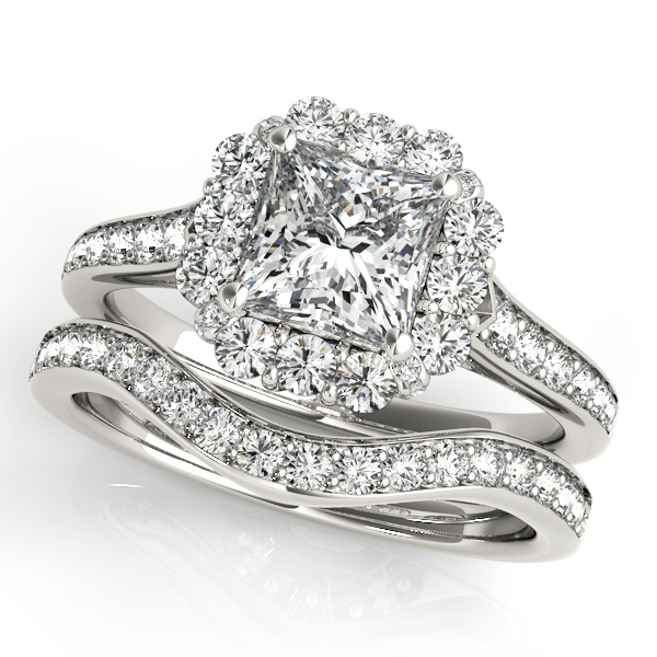 18K White Gold Halo Engagement Ring Image 3 Grono and Christie Jewelers East Milton, MA