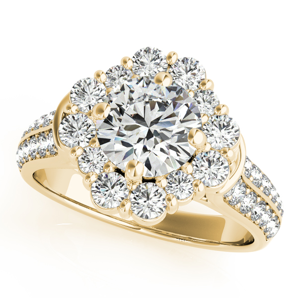14K Yellow Gold Round Halo Engagement Ring Orin Jewelers Northville, MI