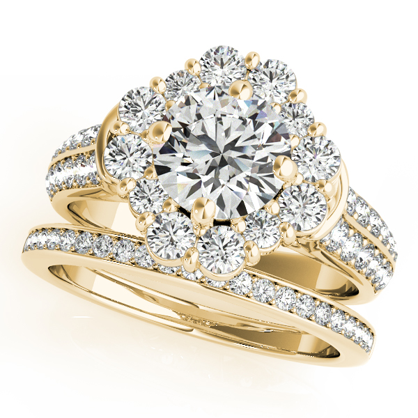 18K Yellow Gold Round Halo Engagement Ring Image 3 Galloway and Moseley, Inc. Sumter, SC