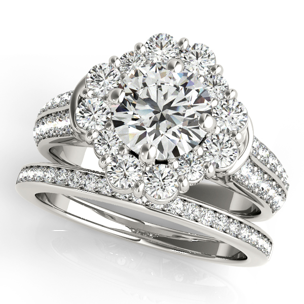 18K White Gold Round Halo Engagement Ring Image 3 DJ's Jewelry Woodland, CA