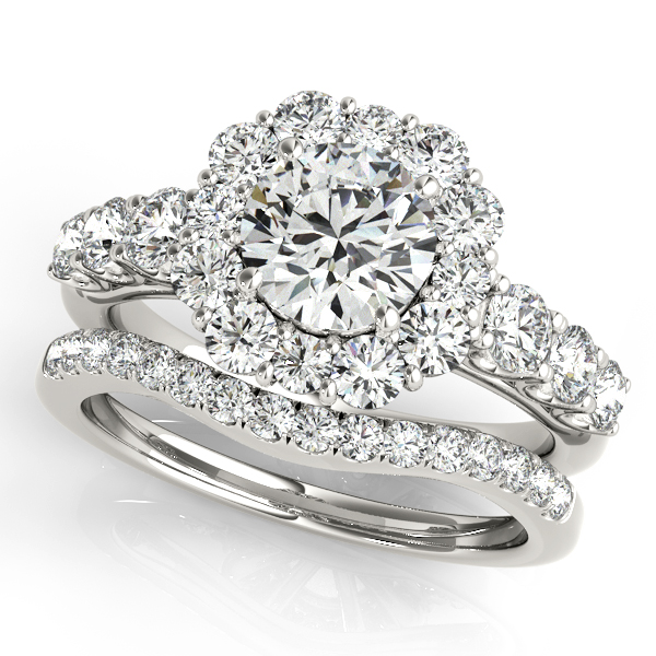 18K White Gold Round Halo Engagement Ring Image 3 J Gowen Jewelry Comfort, TX