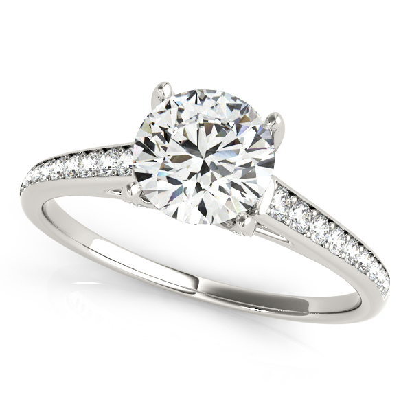 18K White Gold Single Row Prong Engagement Ring DJ's Jewelry Woodland, CA