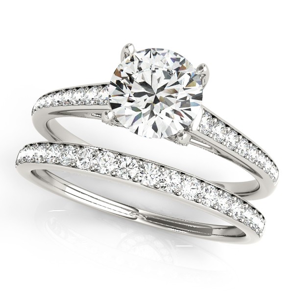 14K White Gold Single Row Prong Engagement Ring Image 3 Quality Gem LLC Bethel, CT