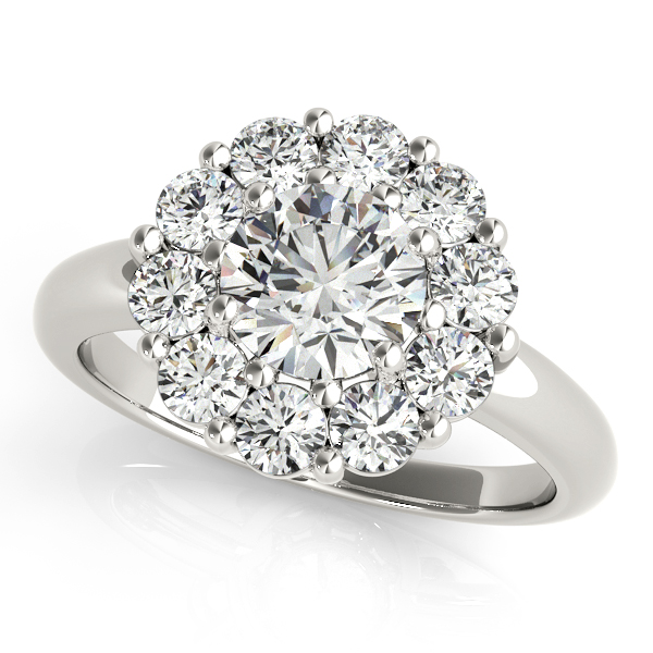 18K White Gold Round Halo Engagement Ring J Gowen Jewelry Comfort, TX