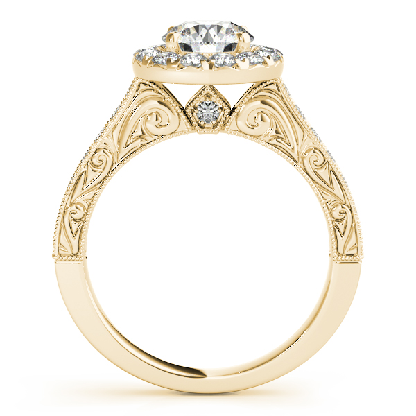 14K Yellow Gold Engraved Diamond Halo Engagement Ring Image 2 Grono and Christie Jewelers East Milton, MA