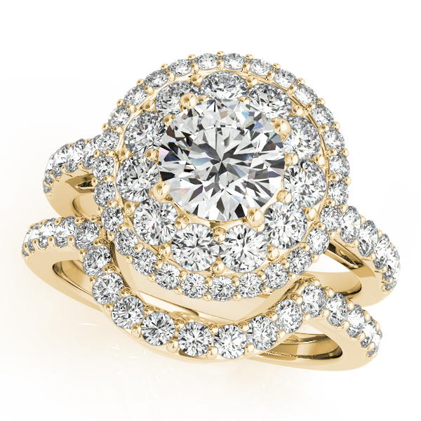 18K Yellow Gold Round Halo Engagement Ring Image 3 J Gowen Jewelry Comfort, TX