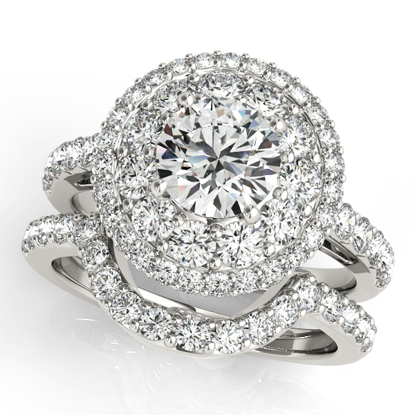 14K White Gold Round Halo Engagement Ring Image 3 DJ's Jewelry Woodland, CA
