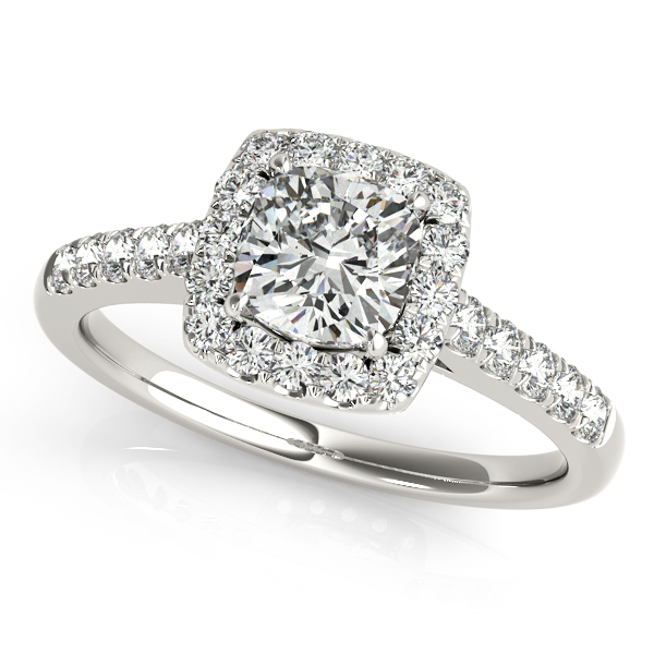18K White Gold Halo Engagement Ring Hess & Co Jewelers Lexington, VA