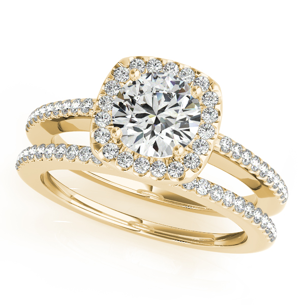 14K Yellow Gold Round Halo Engagement Ring Image 3 J Gowen Jewelry Comfort, TX