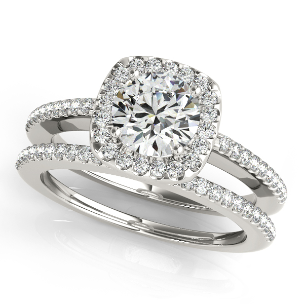 14K White Gold Round Halo Engagement Ring Image 3 Hess & Co Jewelers Lexington, VA