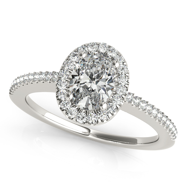 18K White Gold Oval Halo Engagement Ring Elgin's Fine Jewelry Baton Rouge, LA