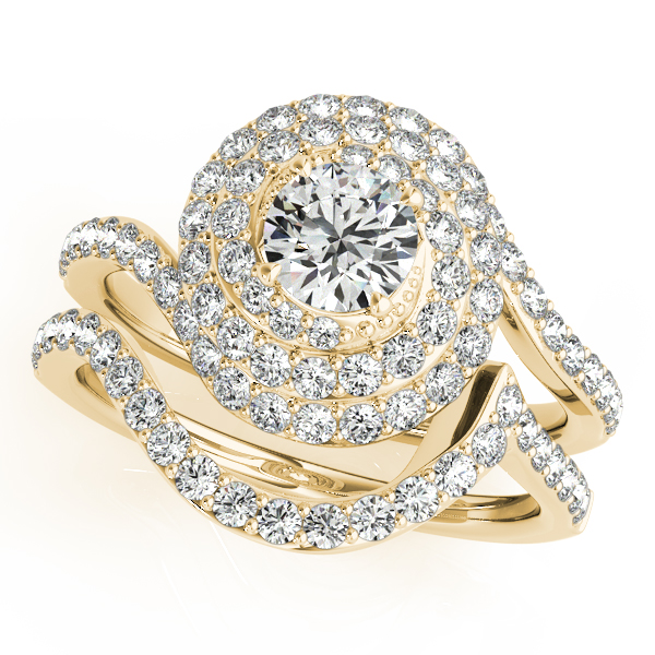 18K Yellow Gold Round Halo Engagement Ring Image 3 DJ's Jewelry Woodland, CA
