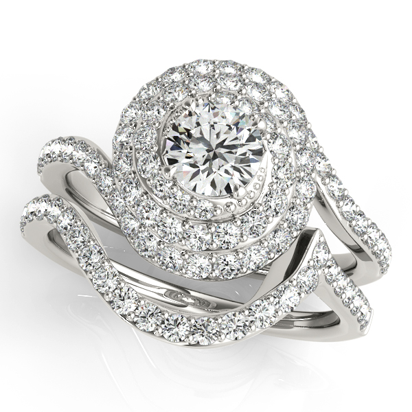 14K White Gold Round Halo Engagement Ring Image 3 J Gowen Jewelry Comfort, TX
