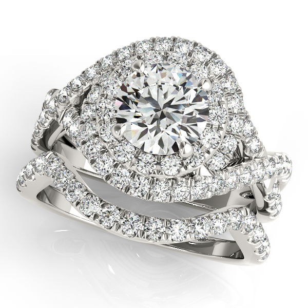 14K White Gold Round Halo Engagement Ring Image 3 Quality Gem LLC Bethel, CT