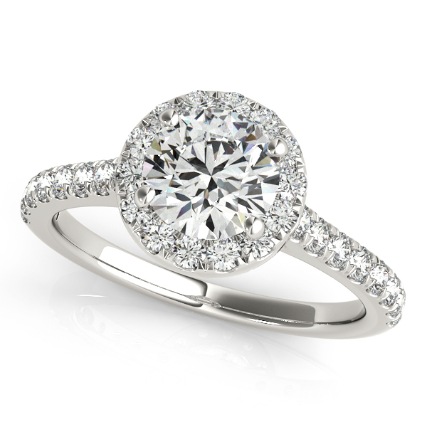 14K White Gold Round Halo Engagement Ring Orin Jewelers Northville, MI
