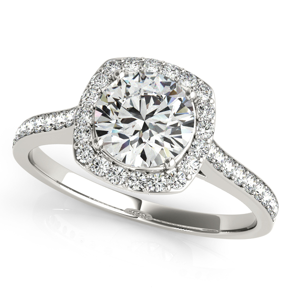 18K White Gold Round Halo Engagement Ring Hess & Co Jewelers Lexington, VA