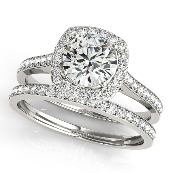 10K White Gold Round Halo Engagement Ring Image 3 DJ's Jewelry Woodland, CA