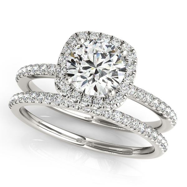 18K White Gold Round Halo Engagement Ring Image 3 Franzetti Jewelers Austin, TX
