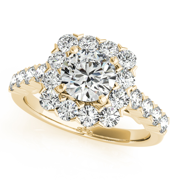 18K Yellow Gold Round Halo Engagement Ring Quality Gem LLC Bethel, CT