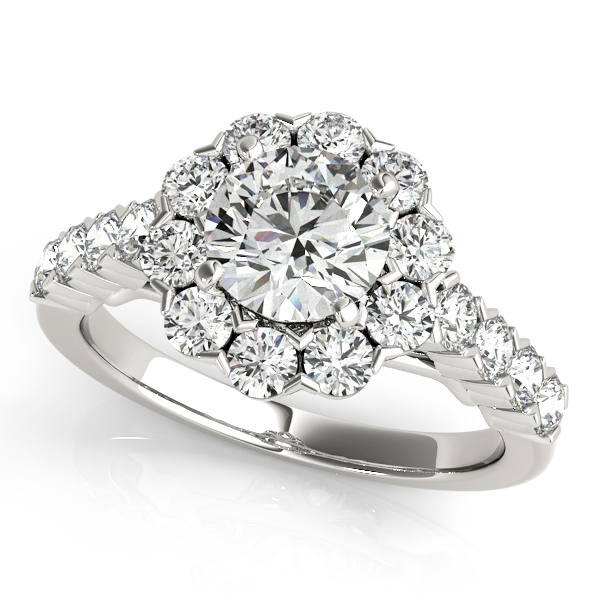 14K White Gold Round Halo Engagement Ring Douglas Diamonds Faribault, MN
