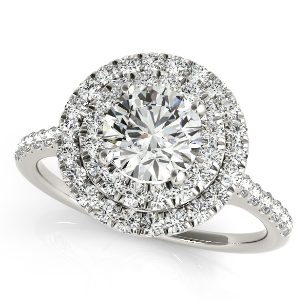 14K White Gold Round Halo Engagement Ring Orin Jewelers Northville, MI