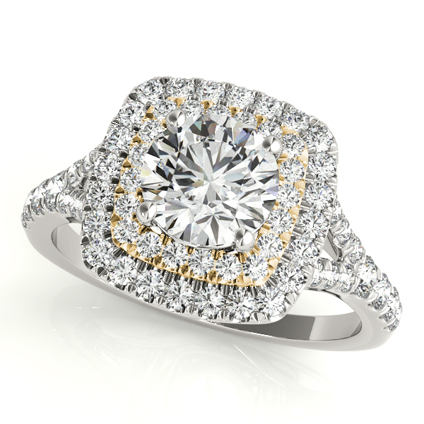 14K Yellow Gold Round Halo Engagement Ring J Gowen Jewelry Comfort, TX