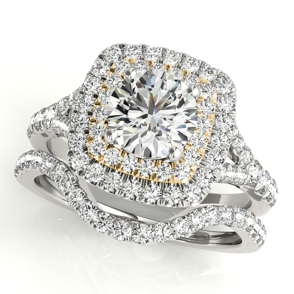 18K Yellow Gold Halo Engagement Ring Image 3 Quality Gem LLC Bethel, CT