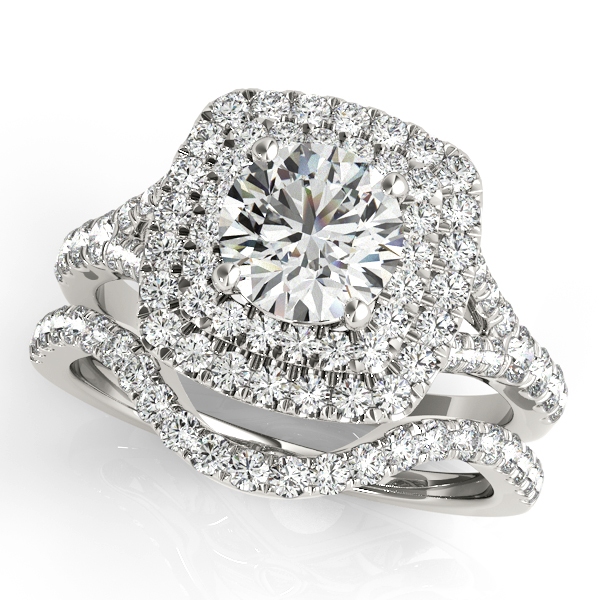 18K White Gold Round Halo Engagement Ring Image 3 Quality Gem LLC Bethel, CT
