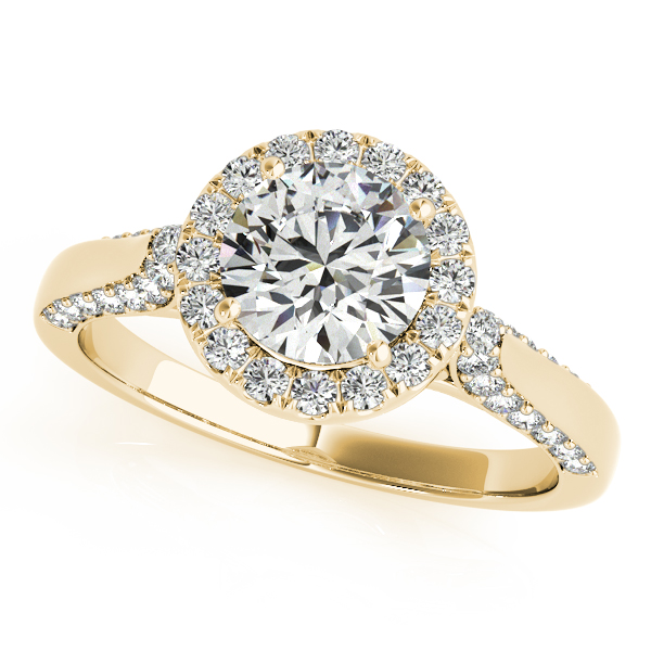 18K Yellow Gold Round Halo Engagement Ring Vincent Anthony Jewelers Tulsa, OK