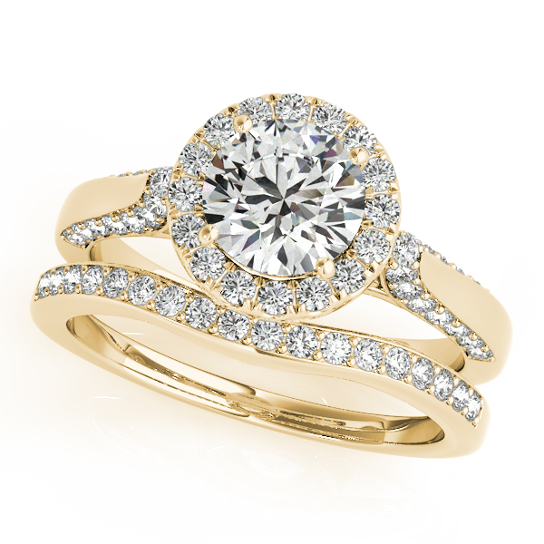 18K Yellow Gold Round Halo Engagement Ring Image 3 Trinity Jewelers  Pittsburgh, PA