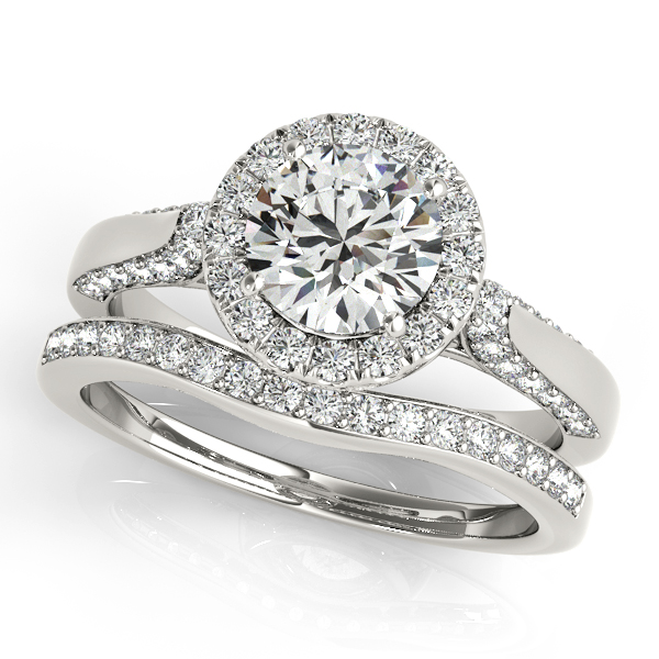 10K White Gold Round Halo Engagement Ring Image 3 George Press Jewelers Livingston, NJ