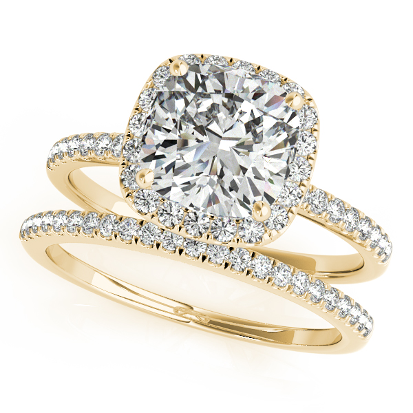 14K Yellow Gold Halo Engagement Ring Image 3 George Press Jewelers Livingston, NJ