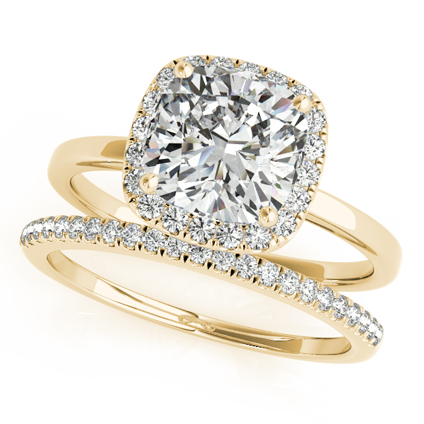 18K Yellow Gold Halo Engagement Ring Image 3 Quality Gem LLC Bethel, CT