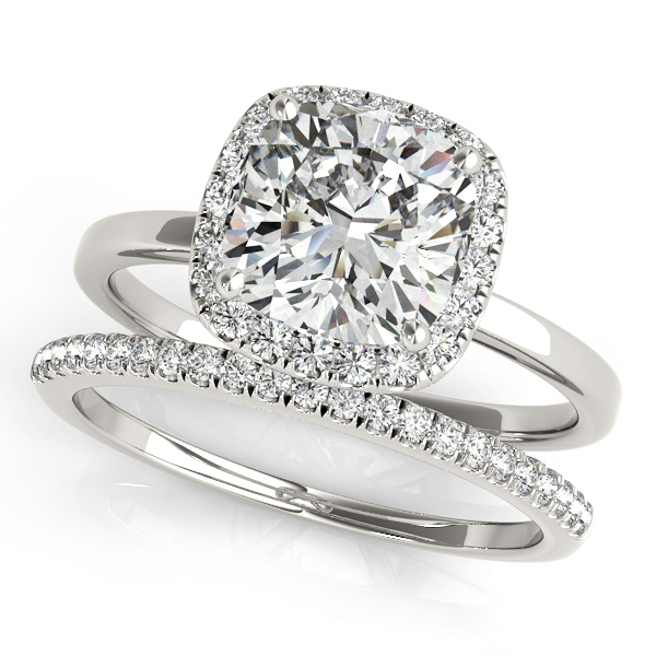 18K White Gold Halo Engagement Ring Image 3 George Press Jewelers Livingston, NJ