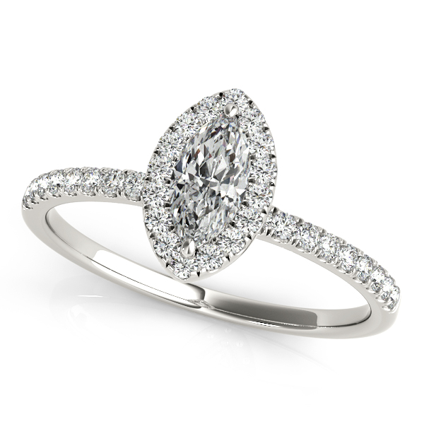 18K White Gold Halo Engagement Ring Orin Jewelers Northville, MI