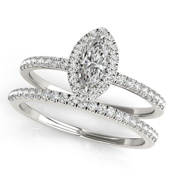 14K White Gold Halo Engagement Ring Image 3 Quality Gem LLC Bethel, CT