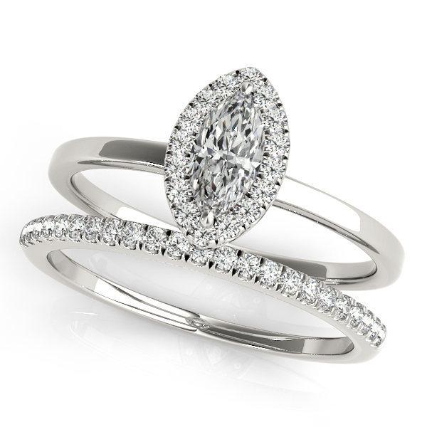 14K White Gold Halo Engagement Ring Image 3 George Press Jewelers Livingston, NJ