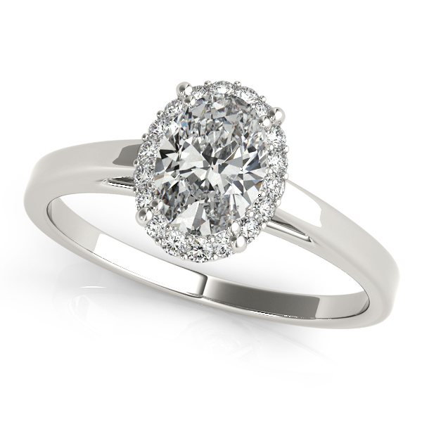 18K White Gold Oval Halo Engagement Ring Hess & Co Jewelers Lexington, VA