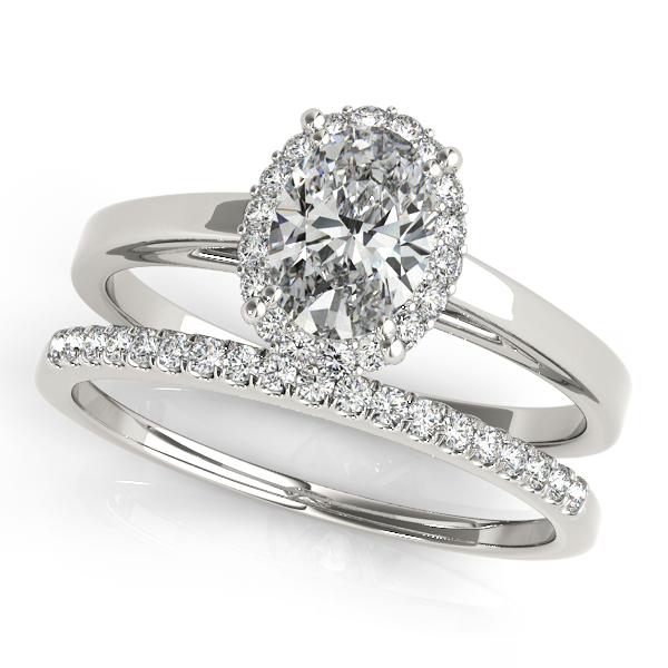 18K White Gold Oval Halo Engagement Ring Image 3 DJ's Jewelry Woodland, CA