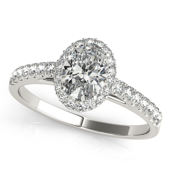 14K White Gold Oval Halo Engagement Ring Vincent Anthony Jewelers Tulsa, OK