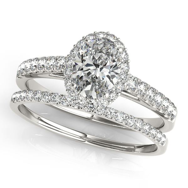18K White Gold Oval Halo Engagement Ring Image 3 George Press Jewelers Livingston, NJ